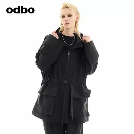 odbo/欧迪比欧机能工装风外套2024秋冬新款女衣服连帽慵懒高级感图片