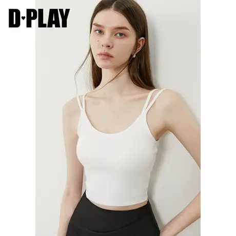DPLAY【惠品】2025年夏季新款白吊带背心女士修身一体式胸垫上衣商品大图
