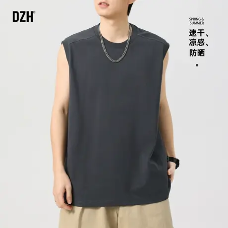 男士速干背心男夏外穿内搭凉感灰色t恤运动健身衣服美式坎肩宽肩图片