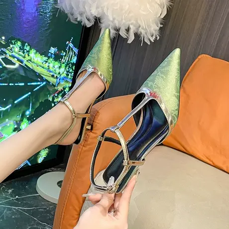 包头凉鞋女2024新款夏季法式绝美设计感小众气质名媛低跟尖头单鞋图片