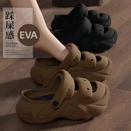 EVA厚底包头凉鞋女夏季2025新款时尚百搭外穿沙滩防滑增高洞洞鞋商品大图