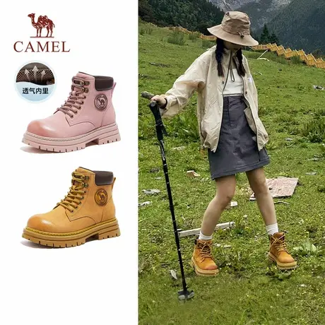 骆驼马丁靴女靴英伦风大黄靴工装靴户外登山鞋2025新款百搭短靴女商品大图