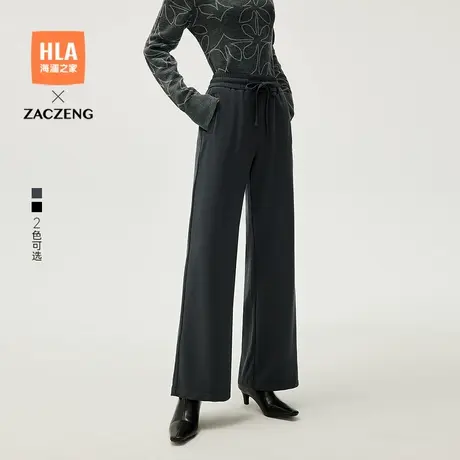 HLA/海澜之家曾超联名休闲裤25春夏新款弹力时尚绣花气质裤子女装商品大图