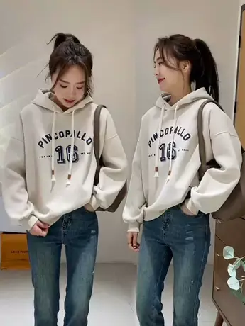 设计感连帽卫衣女秋季新款2023年爆款小个子韩版时尚洋气减龄上衣商品大图