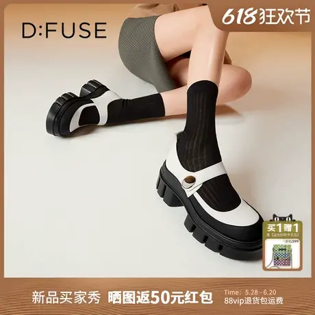 Dfuse迪芙斯2025春季新款增高厚底单鞋魔术贴百搭玛丽珍鞋图片