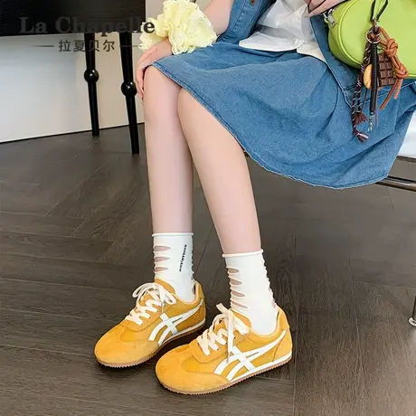 拉夏贝尔网面德训鞋女2025夏季新款轻便软底女鞋休闲百搭帆布鞋女图片