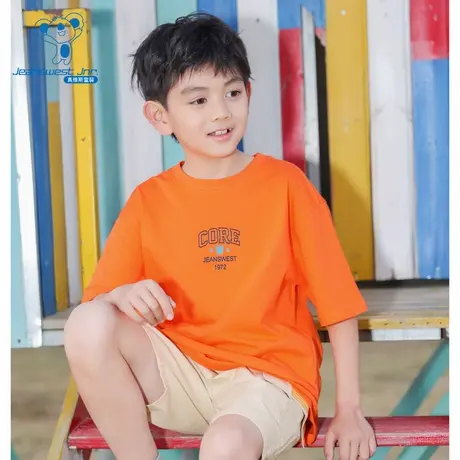 KD真维斯2025夏季新款男童圆领字母短袖T恤上衣商品大图
