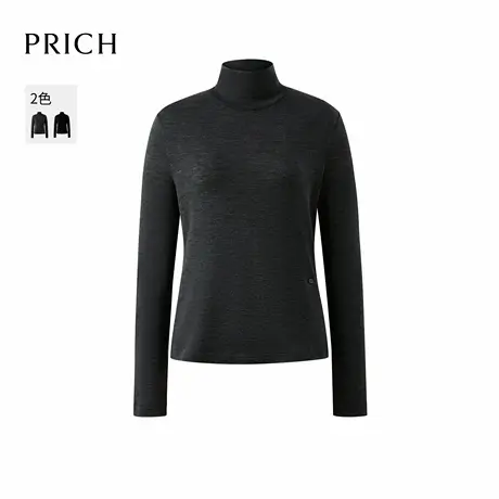 【美丽诺羊毛】PRICH简约基础款高领T恤2025秋新款修身打底上衣女商品大图
