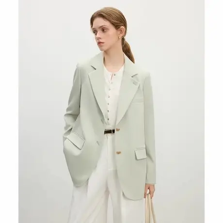 爵莱菲大码薄荷绿西装外套女气质2025新款超好看炸街休闲小西服图片
