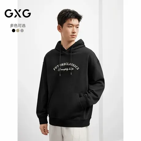 25年秋季新品GXG男装撞色小标设计休闲百搭学院风男连帽卫衣图片
