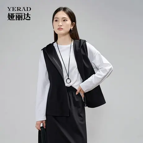 娅丽达黑色马甲女秋外穿气质无袖上衣2025年新款显瘦休闲叠穿马夹商品大图
