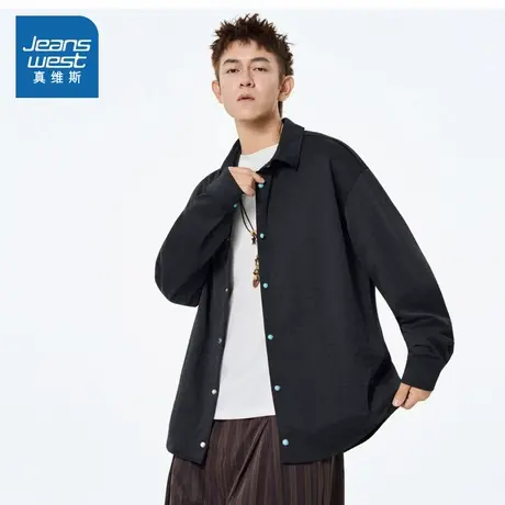 LE真维斯男女同款宽松港风翻领衬衫 2025秋季新品小众设计感衬衣商品大图