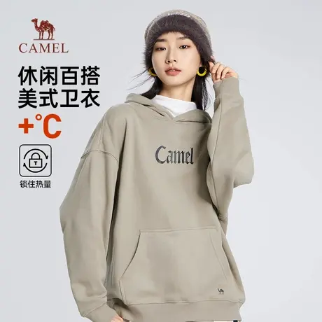 骆驼女装连帽卫衣2025秋冬新款加绒加厚保暖美式上衣情侣同款商品大图