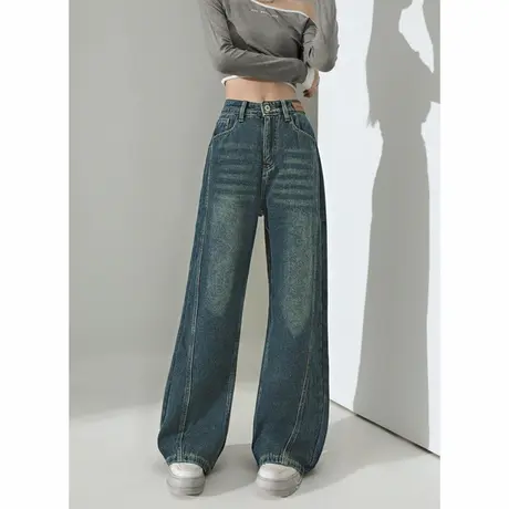 唐狮秋冬季女加绒弯刀牛仔裤加绒宽松长裤女裤休闲风时尚TD图片