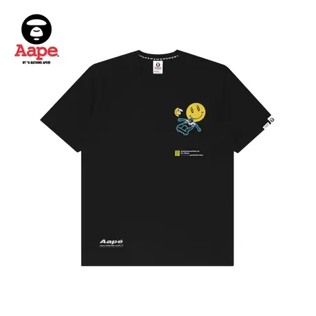 Aape男装春夏滑板猿人撞色笑脸图案印花潮流短袖T恤0711XXG商品大图