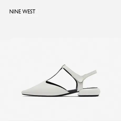 Nine West/玖熙包头凉鞋女低跟夏季新款丁字带法式复古女时装凉鞋图片