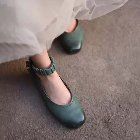 Artmu阿木原创复古花朵浅口单鞋女平底森系软底豆豆鞋2023新款图片