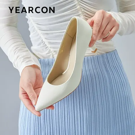 意尔康经典尖头高跟鞋女2024春季新款通勤女鞋工作简约真皮单鞋图片