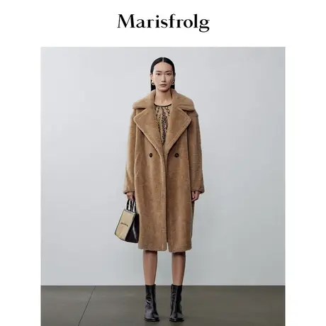 【羊羔毛系列】玛丝菲尔秋冬新款浅咖色绵羊毛复古环保皮草图片