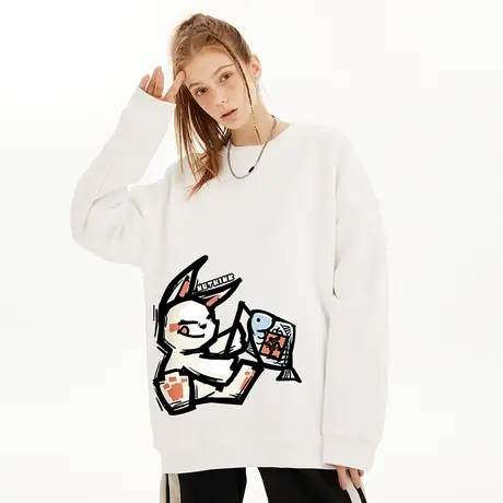 Nuthink新年款可爱风兔年本命年圆领卫衣男女同款春季加肥加大潮商品大图