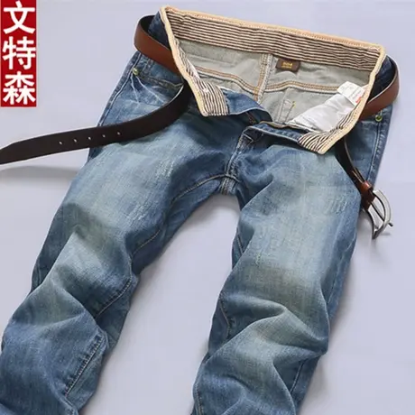 夏季直筒男士牛仔裤男直筒宽松破洞男裤青年休闲修身裤子男韩版潮商品大图