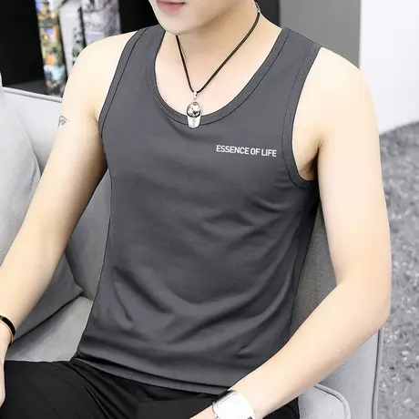 莫代尔冰丝背心男健身跨栏运动坎肩字母印花夏季速干无袖t恤吊带商品大图