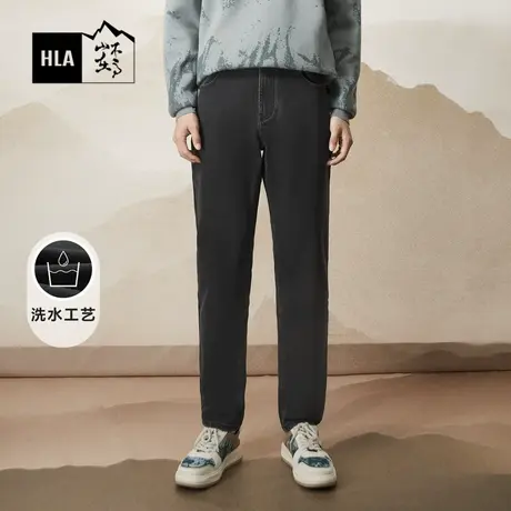 HLA/海澜之家循迹山不在高系列牛仔裤2023秋冬国风刺绣裤子男图片