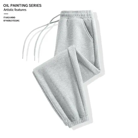 真维斯LIFE灰色裤子女春季薄款卫裤休闲时尚小个子显高束脚运动裤图片