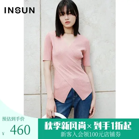 恩裳COVER2023夏新款抗菌防紫外线珍珠臻丝棉坑条罗纹交叉针织衫图片