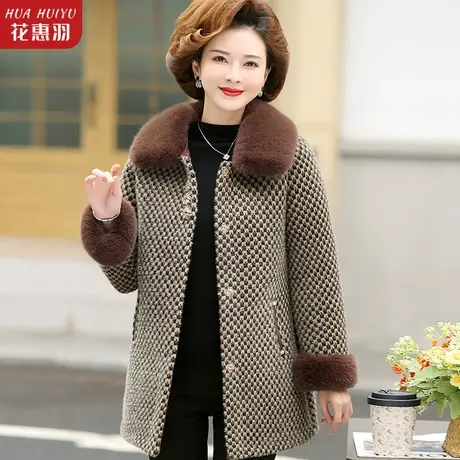 中老年女秋冬加绒加厚外套妈妈冬装毛呢上衣保暖风衣2022新款棉衣图片