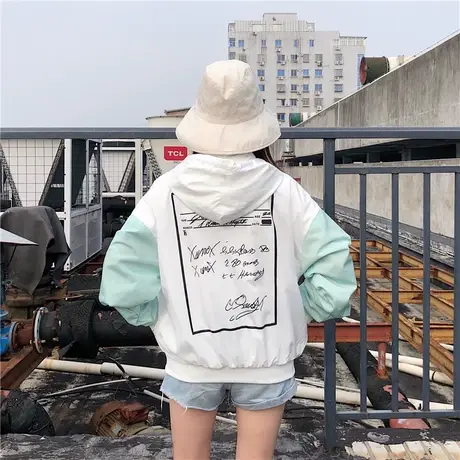 防晒衣女短款2021夏季新款韩版印花透气百搭宽松沙滩防晒服薄外套图片