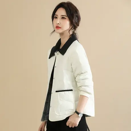 韩潮袭人高级感撞色棉服外套女2023冬季新款宽松轻便保暖棉衣图片