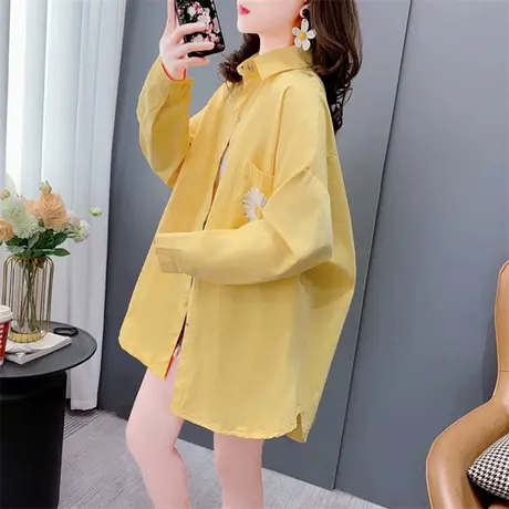 中长款长袖衬衫外套女春季2023年新款宽松复古港味设计感休闲上衣商品大图