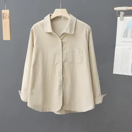 2024春装新款短款纯色衬衫女百搭春秋纯棉衬衣设计感小众上衣长袖图片