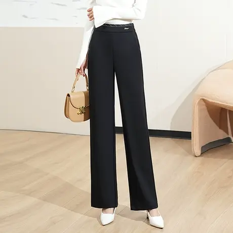 黑色高腰阔腿女裤2023秋季新款显瘦遮胯百搭休闲裤显腿长阔腿裤子商品大图