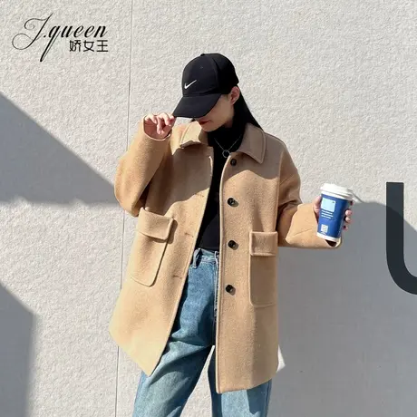 毛呢外套女中长款冬季加厚保暖新款韩版气质宽松高级感呢子外套商品大图