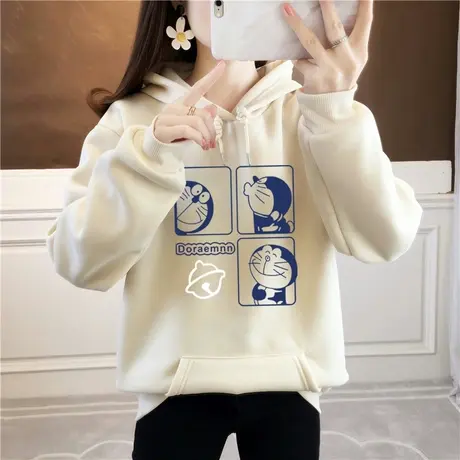 卫衣女春秋薄款加绒加厚连帽小众网红矮个子长袖慵懒气质外套上衣图片