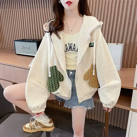 早秋外套女2023新款春秋季韩版宽松初秋薄款小个子短款开衫棒球服商品大图