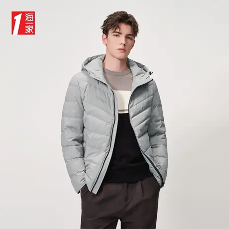海一家保暖连帽冬季外套简约休闲基础日常时尚青年男士羽绒服图片