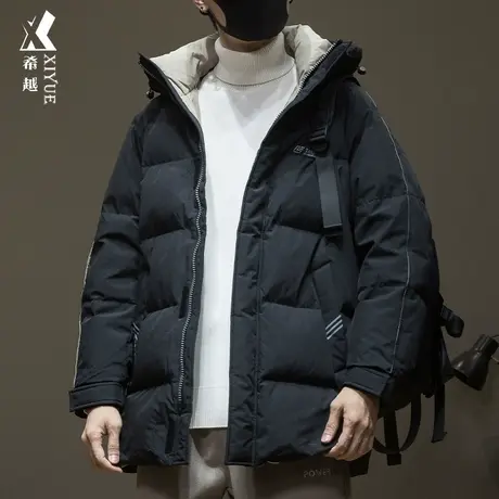85%鹅绒 新款连帽羽绒服男中长款冬季宽松大码加厚保暖男生外套潮商品大图