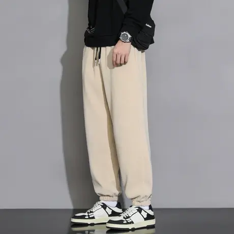 灯芯绒裤子男士夏季潮牌春秋款宽松束脚卫裤潮流男生运动休闲长裤商品大图