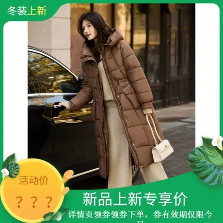 时尚气质棉服2023年冬季新款女连帽收腰显瘦百搭中长款加厚棉外套商品大图