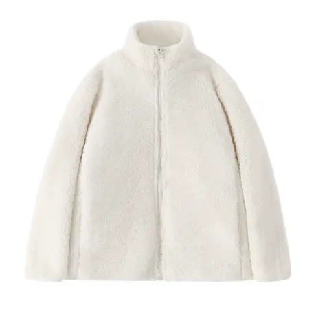 KV真维斯外套女冬季2023新款杏色抓绒衣摇粒绒珊瑚绒双面立领上衣商品大图