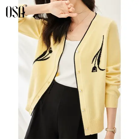 OSA欧莎郁金香提花外搭针织开衫外套女春装2023年新款披肩外套薄商品大图