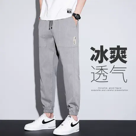 夏季薄款哈伦工装九分休闲裤男士束脚宽松男裤子潮流百搭夏天男装商品大图