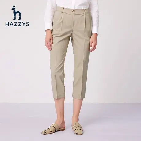 Hazzys哈吉斯夏季修身八分裤英伦风新款潮流休闲裤女商品大图