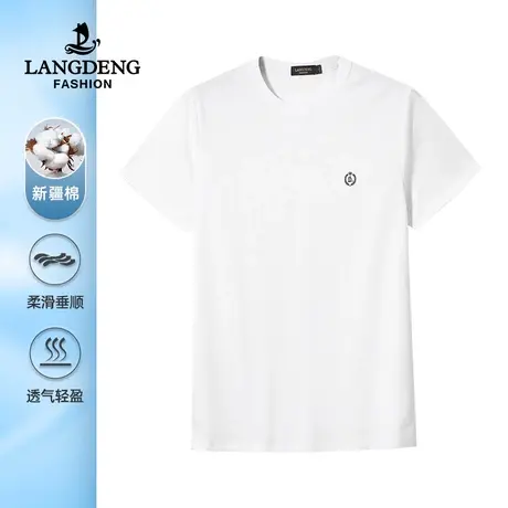 浪登男士2023夏季短袖T恤新款棉质亲肤休闲时尚透气圆领上衣男商品大图