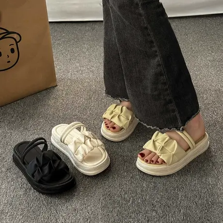 仙女风两穿凉鞋女2024夏季新款厚底法式晚风外穿凉拖罗马一字拖鞋商品大图
