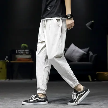 九分裤男9分百搭潮流修身小脚裤子男士休闲工装裤束脚宽松八8分裤商品大图