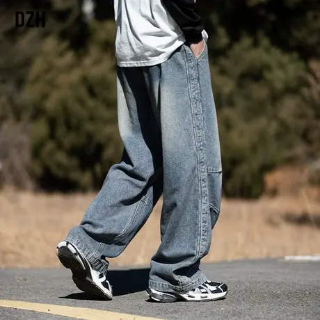 男士美式牛仔裤男2024新款春秋裤子宽松bf慵懒风直筒裤垂感高级感商品大图